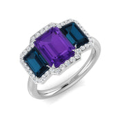 Diamond Albwick Amethyst Ring in 10K/14K gold and platinum with certified lab-grown or natural diamonds
