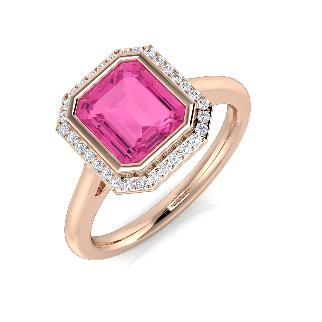 Diamond Bamburgh Pink Sapphire Ring in 10K/14K gold and platinum with certified lab-grown or natural diamonds