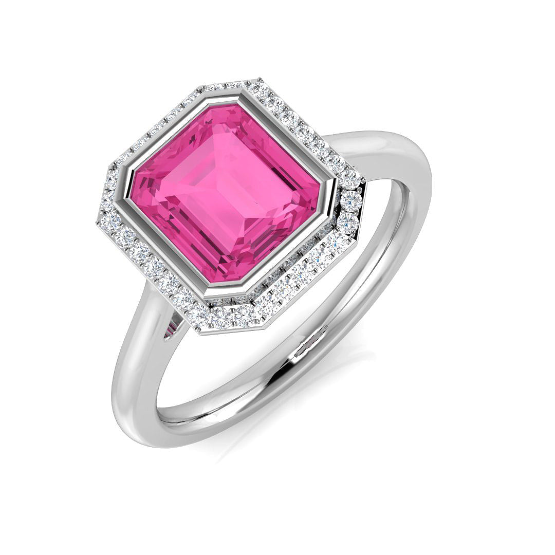 Diamond Bamburgh Pink Sapphire Ring in 10K/14K gold and platinum with certified lab-grown or natural diamonds