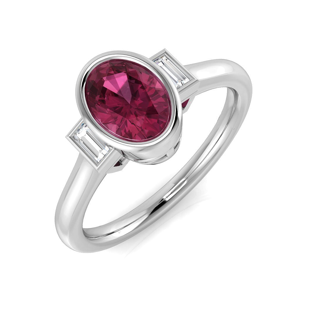 Diamond Belvoir Pink Tourmaline Ring in 10K/14K gold and platinum with certified lab-grown or natural diamonds