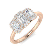 Emerald-Cut 3 Stone Diamond Ring in Hallmarked Gold & in 10K/14K gold and platinum with certified lab-grown or natural diamonds