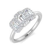 Emerald-Cut 3 Stone Diamond Ring in Hallmarked Gold & in 10K/14K gold and platinum with certified lab-grown or natural diamonds