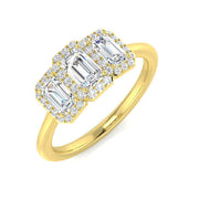Emerald-Cut 3 Stone Diamond Ring in Hallmarked Gold & in 10K/14K gold and platinum with certified lab-grown or natural diamonds