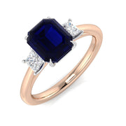 Princess Cut Blue Sapphire Ring in 10K/14K gold and platinum with certified lab-grown or natural diamonds