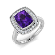 Diamond Belkize Amethyst Ring in 10K/14K gold and platinum with certified lab-grown or natural diamonds