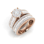 Baguette and Round Cut Diamond Bridal Ring Set in 10K/14K gold and platinum with certified lab-grown or natural diamonds