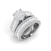 Baguette and Round Cut Diamond Bridal Ring Set in 10K/14K gold and platinum with certified lab-grown or natural diamonds