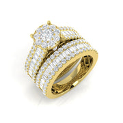 Baguette and Round Cut Diamond Bridal Ring Set in 10K/14K gold and platinum with certified lab-grown or natural diamonds
