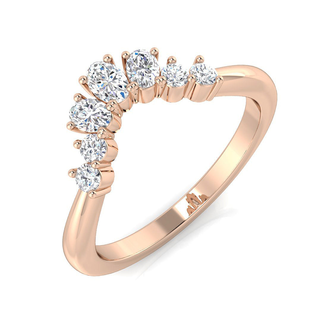 0.33Ct Oval & Round Diamond Wishbone Ring in 10K/14K gold and platinum with certified lab-grown or natural diamonds