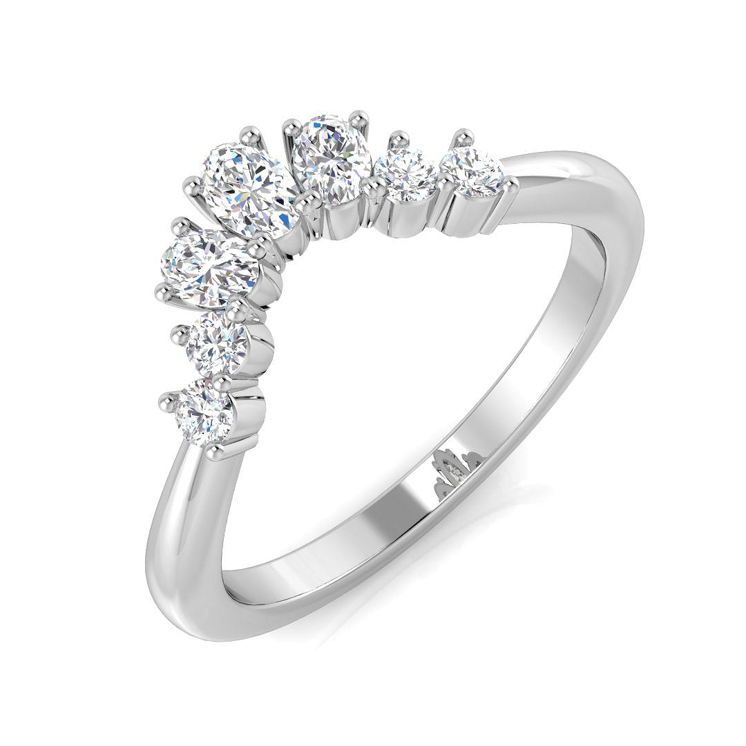 0.33Ct Oval & Round Diamond Wishbone Ring in 10K/14K gold and platinum with certified lab-grown or natural diamonds