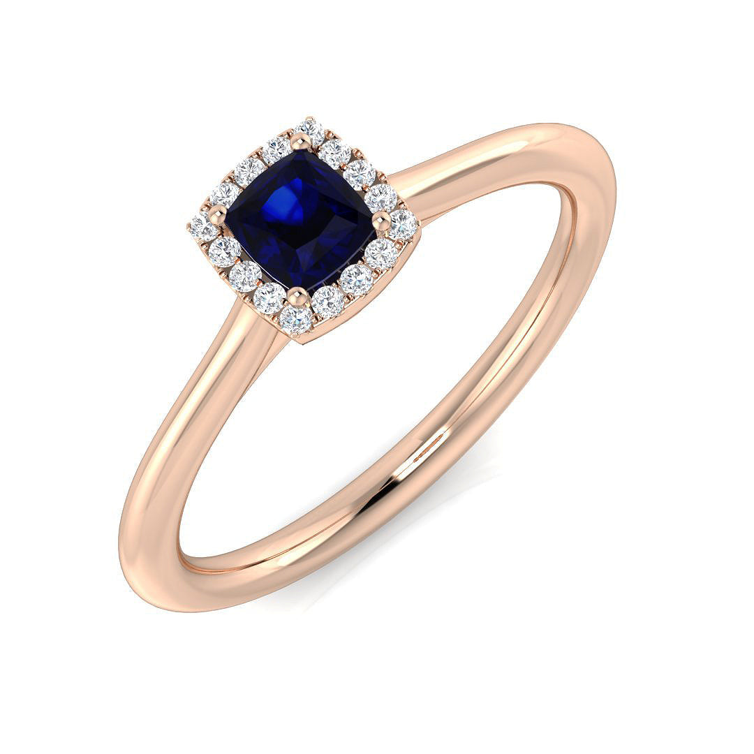 Diamond Okehamptob Blue Sapphire Ring in 10K/14K gold and platinum with certified lab-grown or natural diamonds