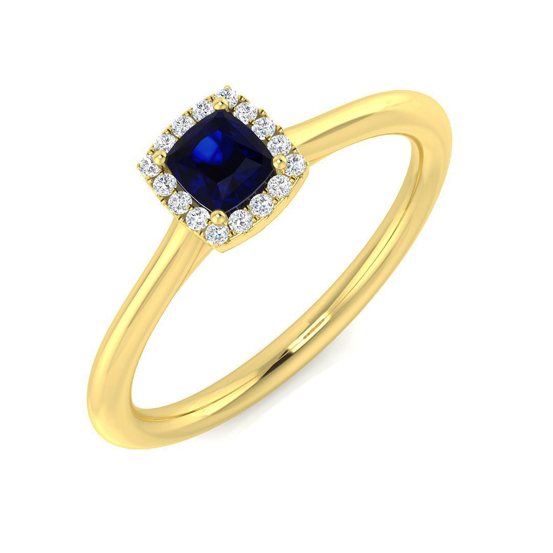 Diamond Okehamptob Blue Sapphire Ring in 10K/14K gold and platinum with certified lab-grown or natural diamonds