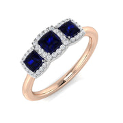 Blue Sapphire Halo Ring in 10K/14K gold and platinum with certified lab-grown or natural diamonds