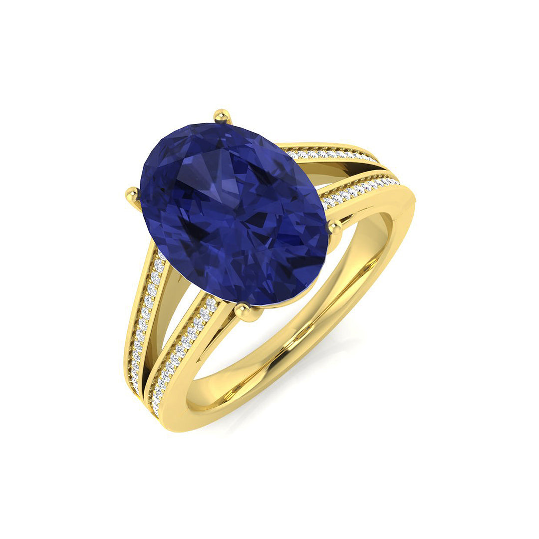 Oval Cut Tanzanite Ring with Pave Natural Diamonds - Gemstone Jewelry in 10K/14K gold and platinum with certified lab-grown or natural diamonds