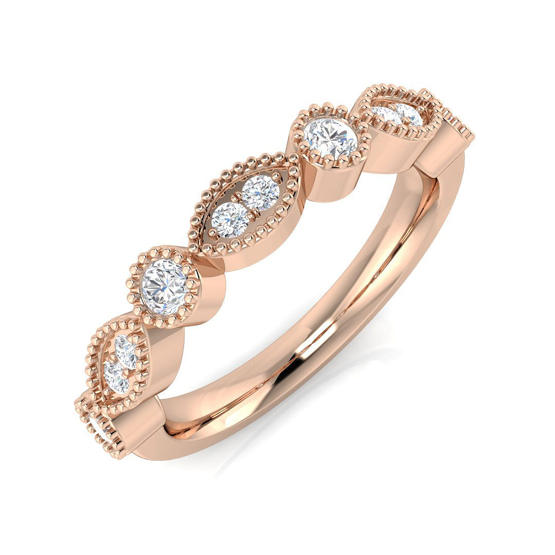 Elegant 0.33Ct Vintage Diamond Stackable Band Ring in 10K/14K gold and platinum with certified lab-grown or natural diamonds