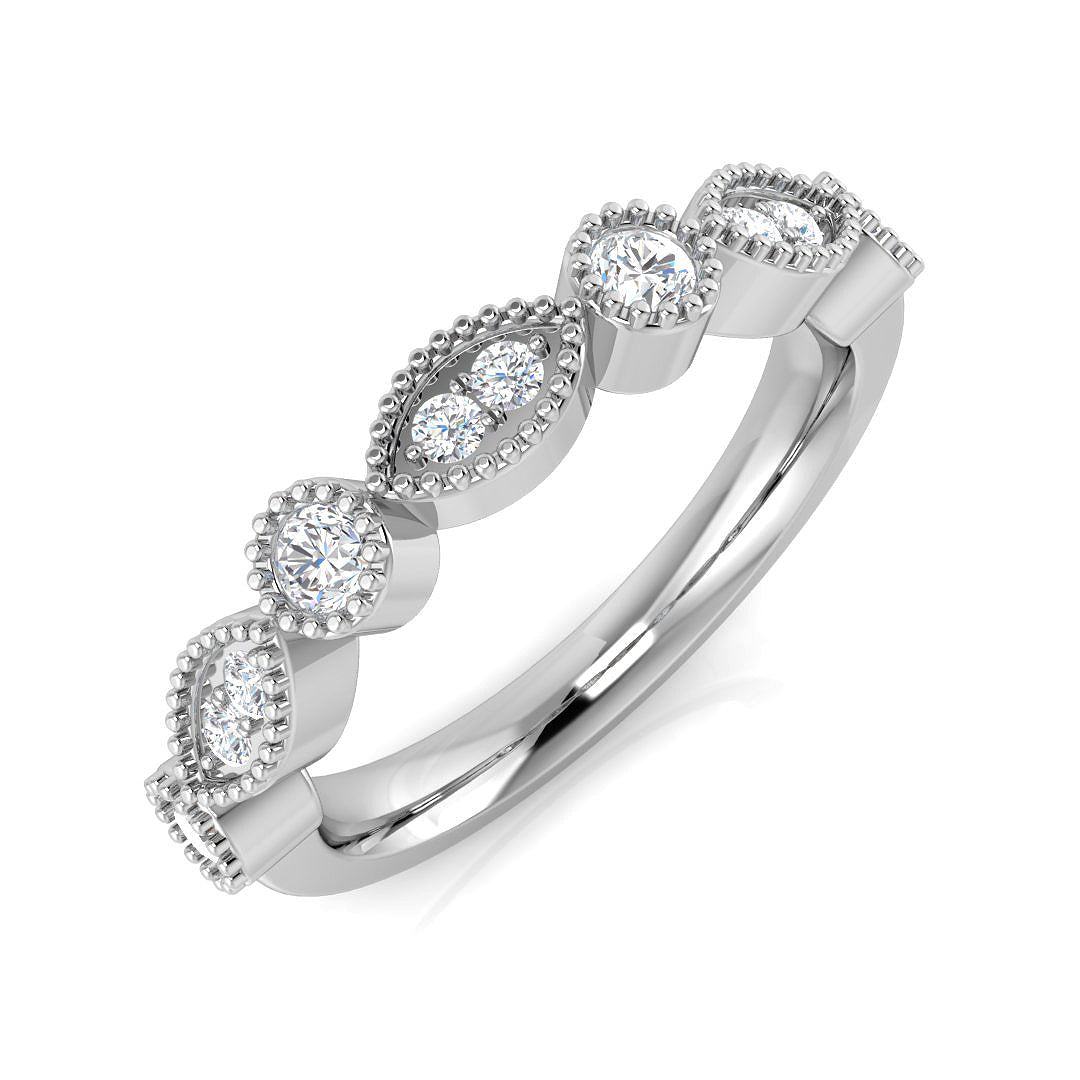 Elegant 0.33Ct Vintage Diamond Stackable Band Ring in 10K/14K gold and platinum with certified lab-grown or natural diamonds