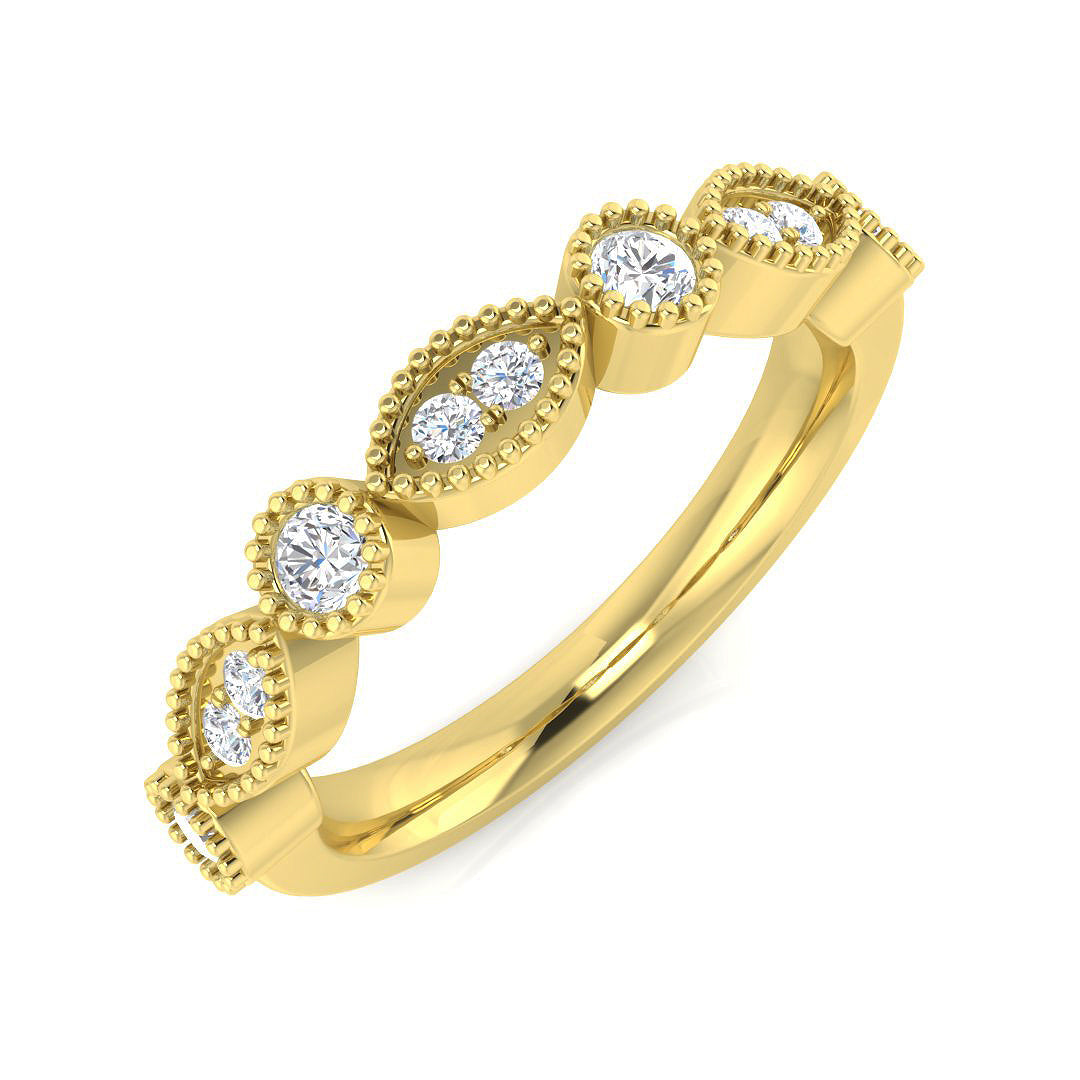 Elegant 0.33Ct Vintage Diamond Stackable Band Ring in 10K/14K gold and platinum with certified lab-grown or natural diamonds