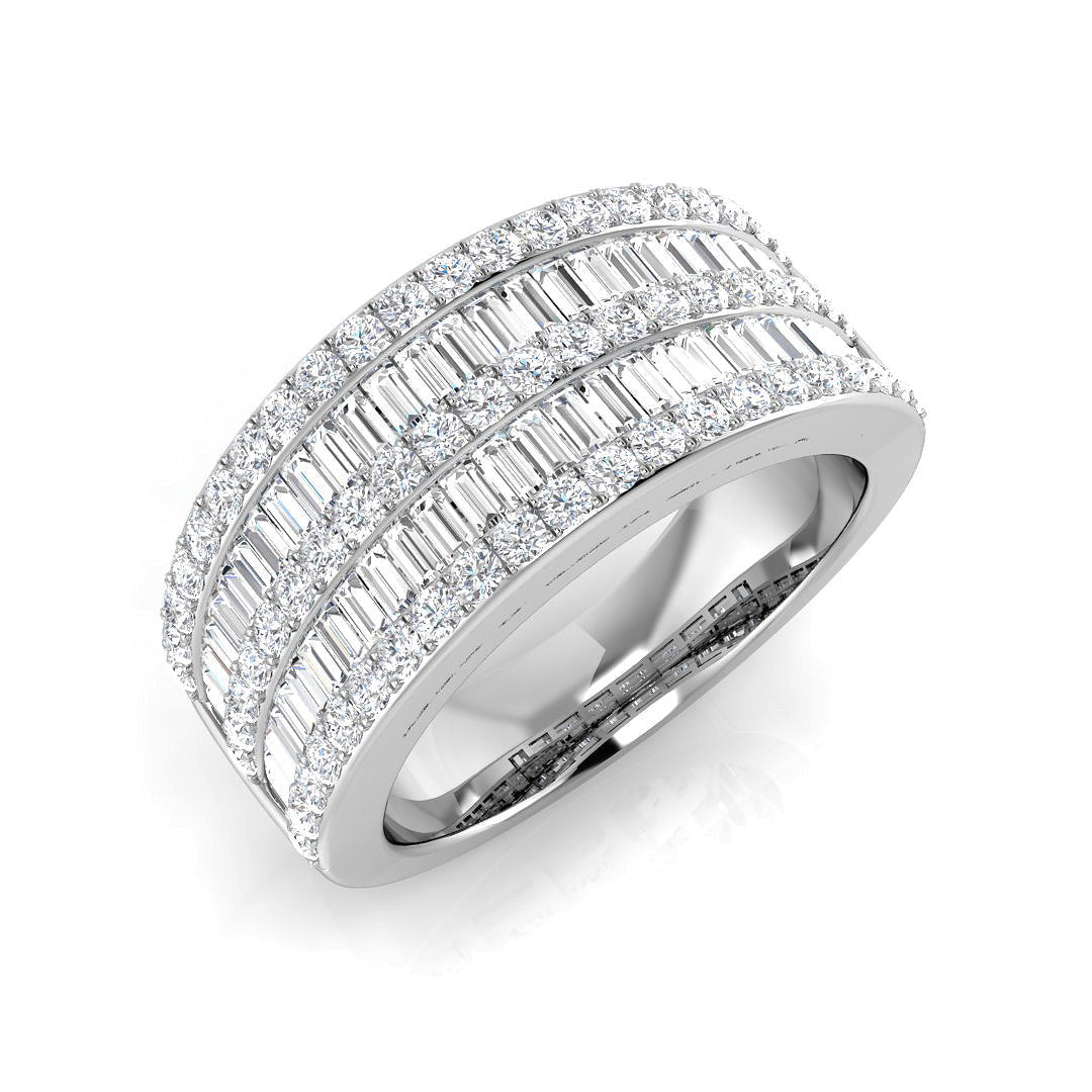 Dazzling Diamond Baguette and Round Cut Eternity Band in 10K/14K gold and platinum with certified lab-grown or natural diamonds