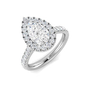 Pear Halo Diamond Engagement Ring in 10K/14K gold and platinum with certified lab-grown or natural diamonds