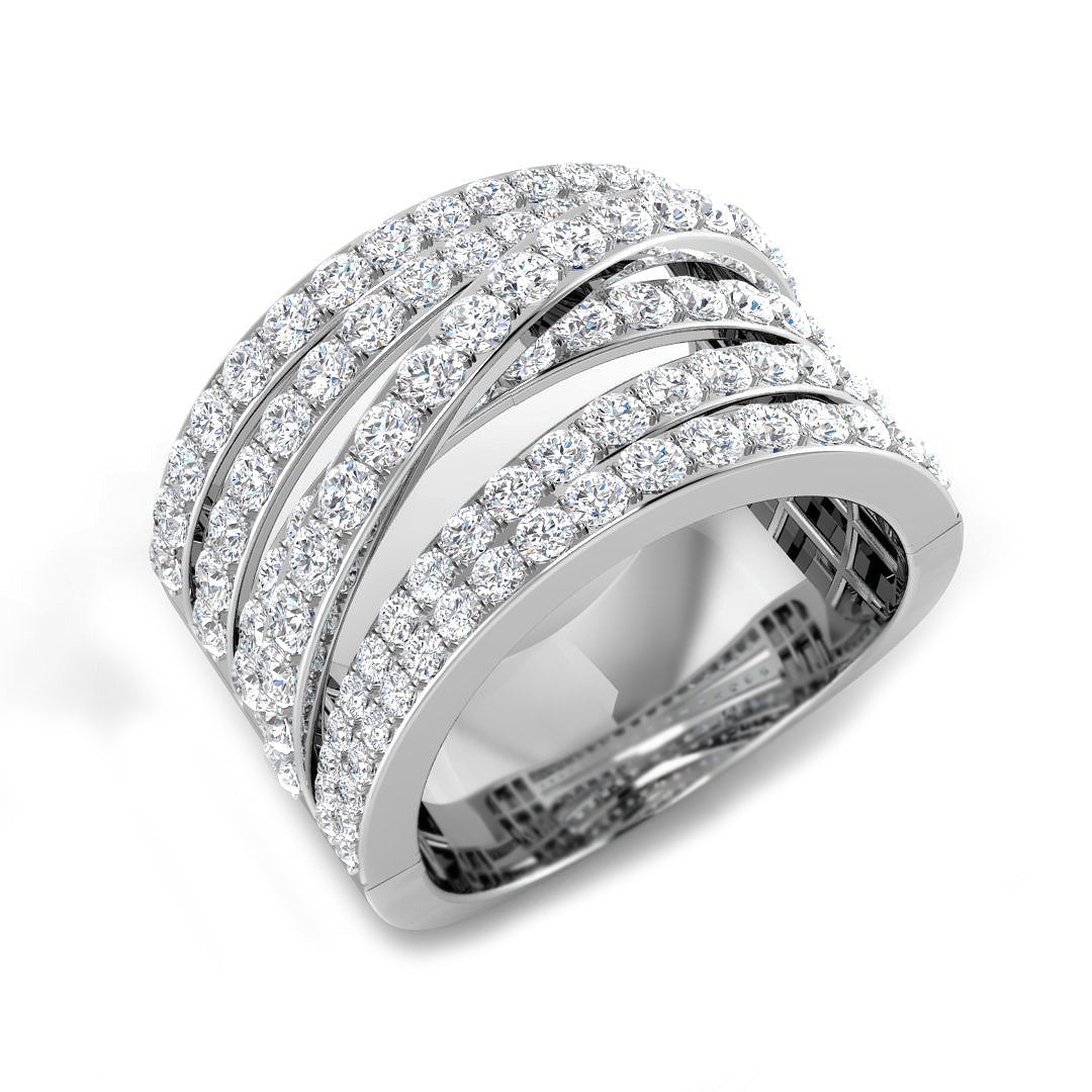 1.75Ct Multi-Band Diamond Statement Ring for Women in 10K/14K gold and platinum with certified lab-grown or natural diamonds