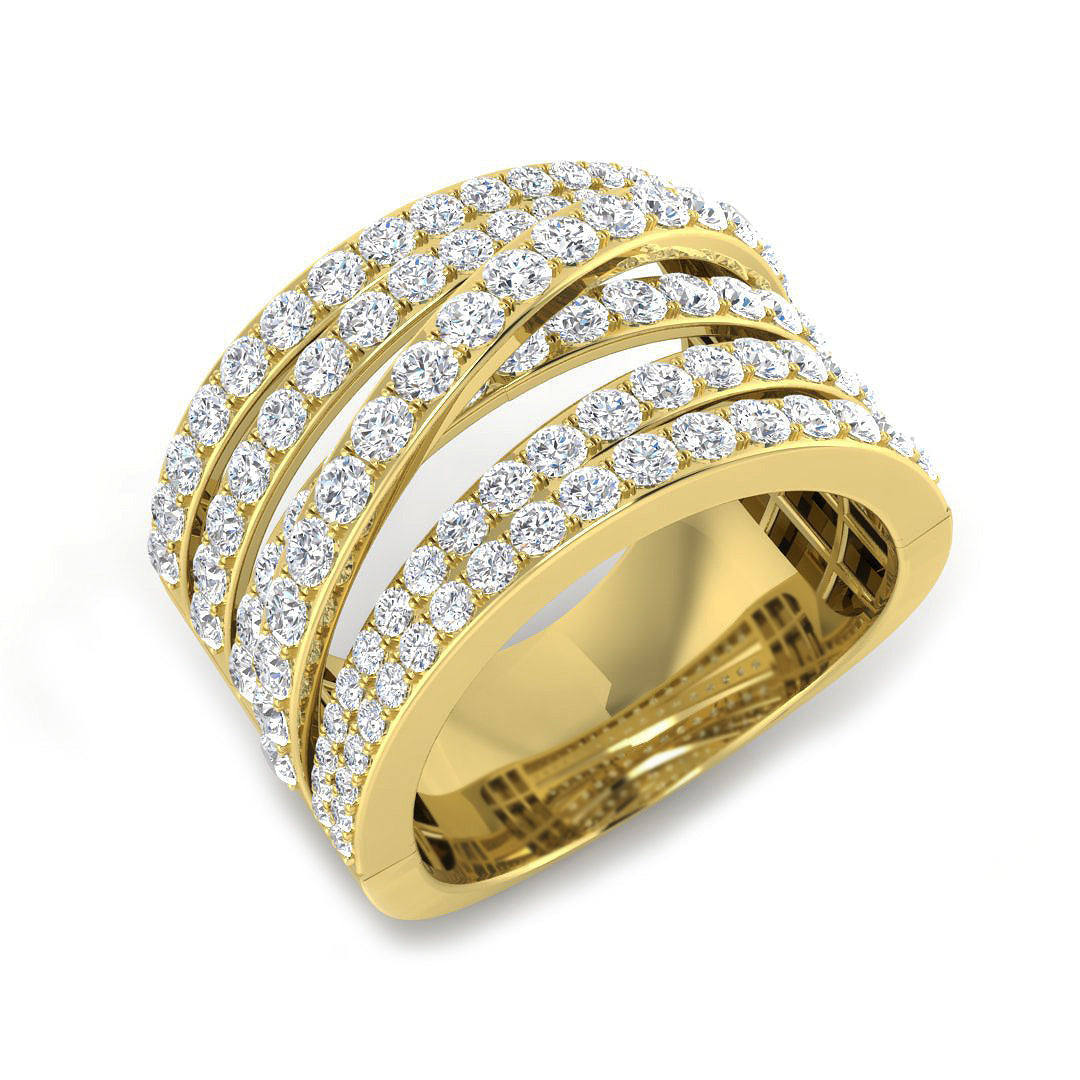 1.75Ct Multi-Band Diamond Statement Ring for Women in 10K/14K gold and platinum with certified lab-grown or natural diamonds