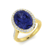 Oval Tanzanite Diamond Halo Engagement Ring in Gold - Fine Jewellery in 10K/14K gold and platinum with certified lab-grown or natural diamonds