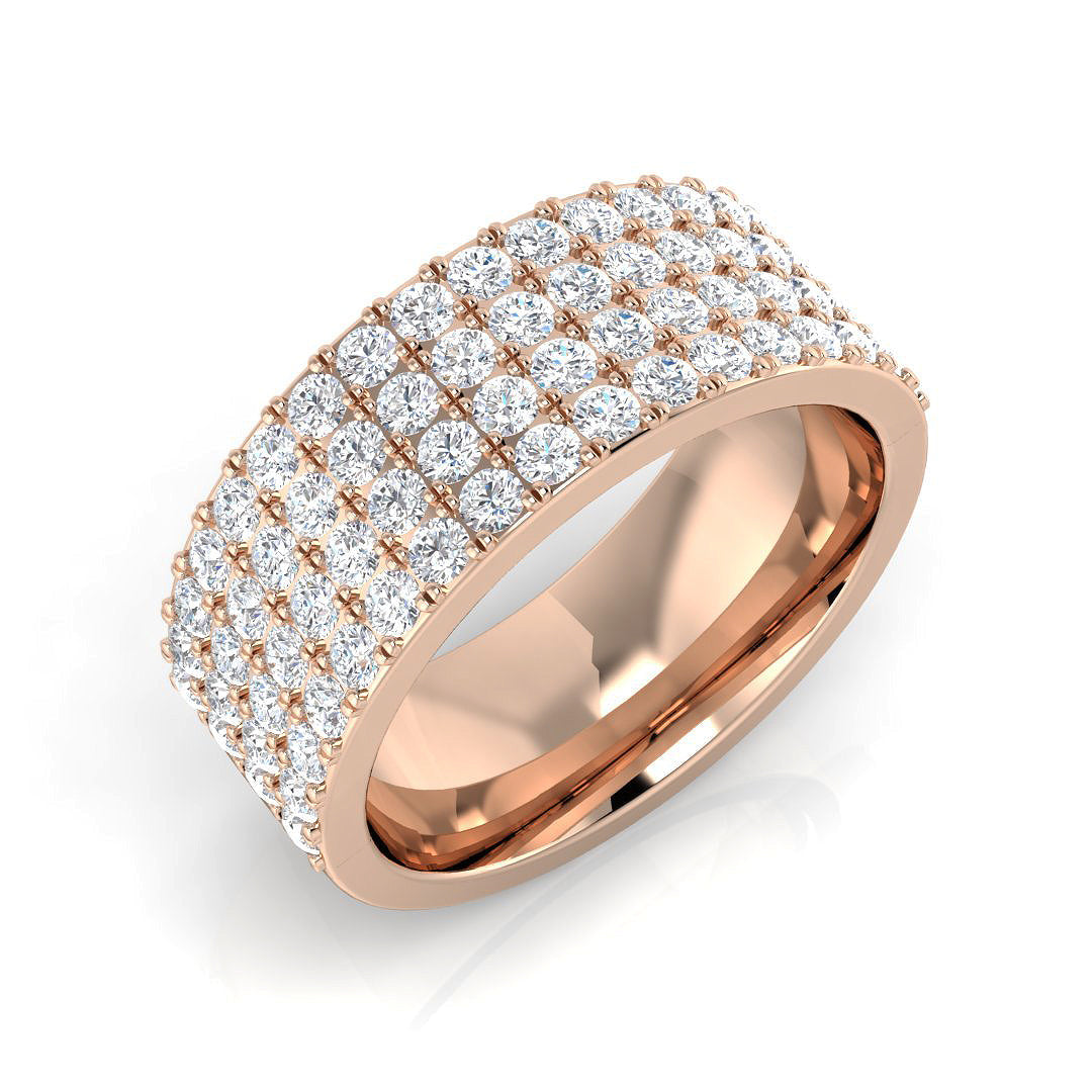 1.25Ct Four-Row Diamond Statement Band for Women in 10K/14K gold and platinum with certified lab-grown or natural diamonds