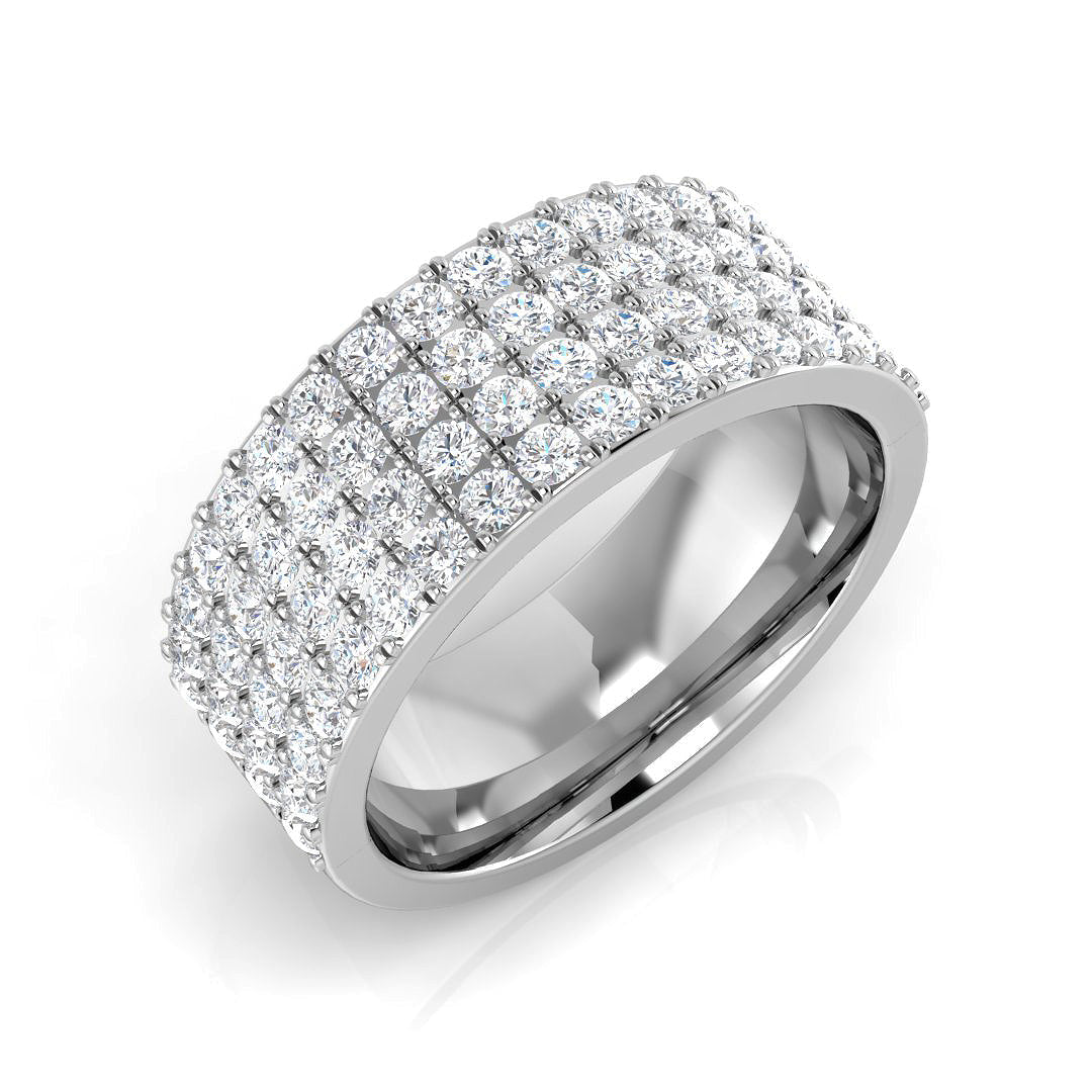 1.25Ct Four-Row Diamond Statement Band for Women in 10K/14K gold and platinum with certified lab-grown or natural diamonds