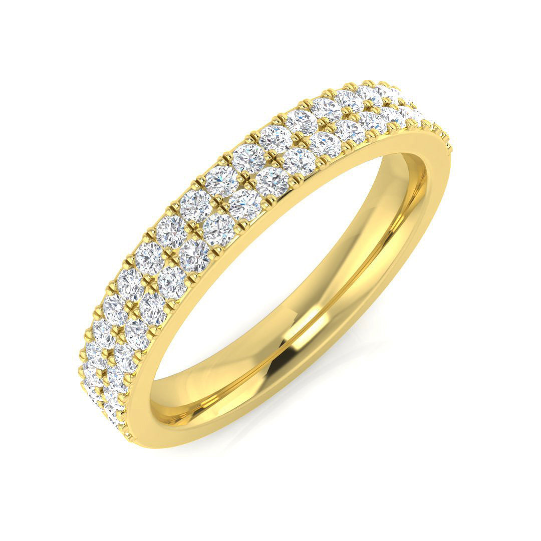 Stunning 0.50Ct Double Row Diamond Eternity Band Ring in 10K/14K gold and platinum with certified lab-grown or natural diamonds