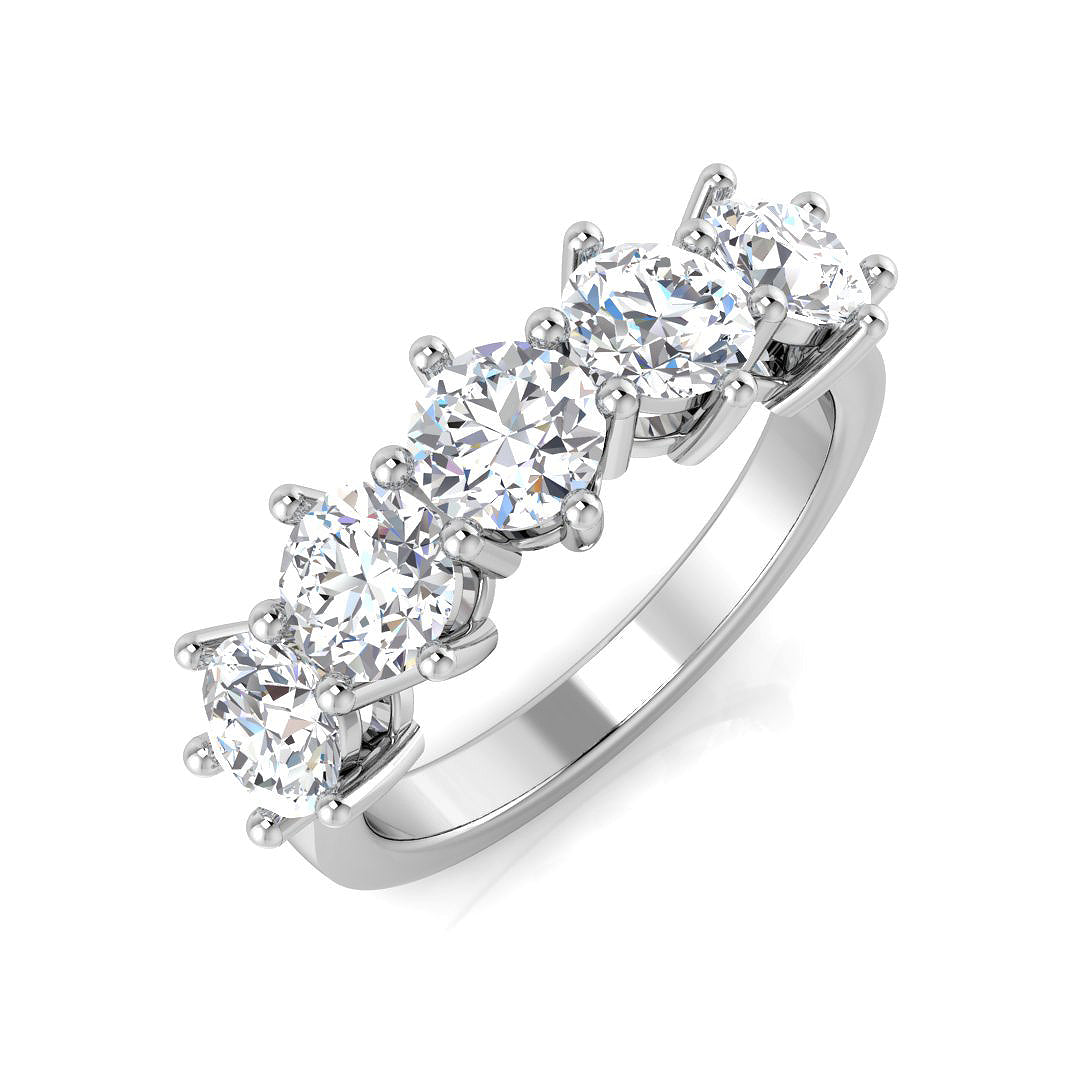 Diamond Totbek 5 Stone Ring in 10K/14K gold and platinum with certified lab-grown or natural diamonds