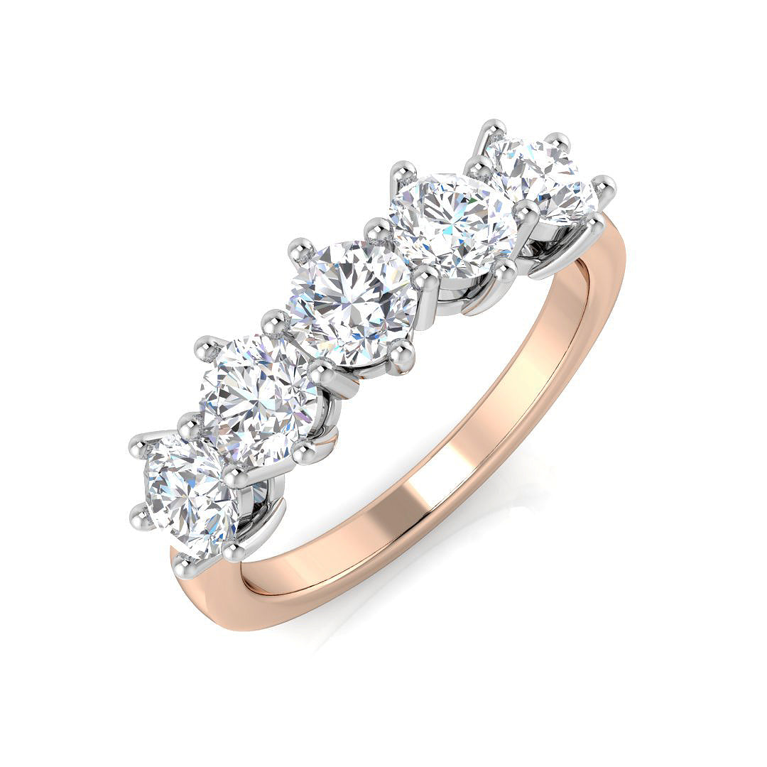 Diamond Totbek 5 Stone Ring in 10K/14K gold and platinum with certified lab-grown or natural diamonds