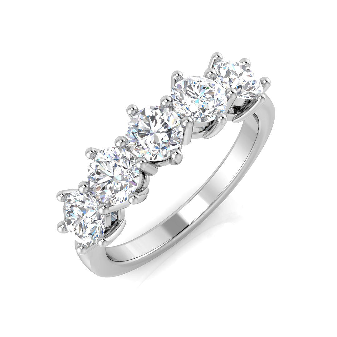 Diamond Totbek 5 Stone Ring in 10K/14K gold and platinum with certified lab-grown or natural diamonds