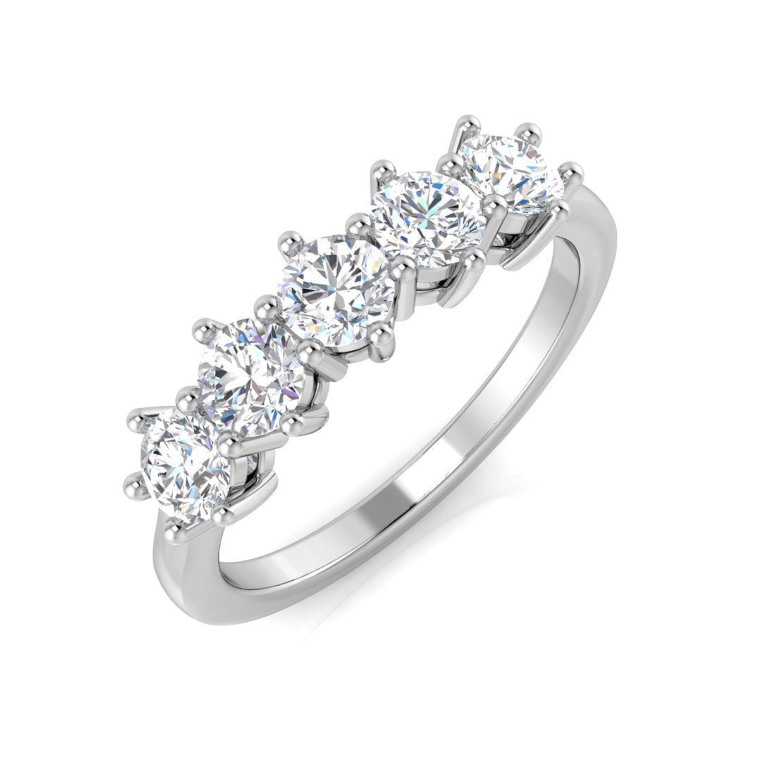 Diamond Totbek 5 Stone Ring in 10K/14K gold and platinum with certified lab-grown or natural diamonds