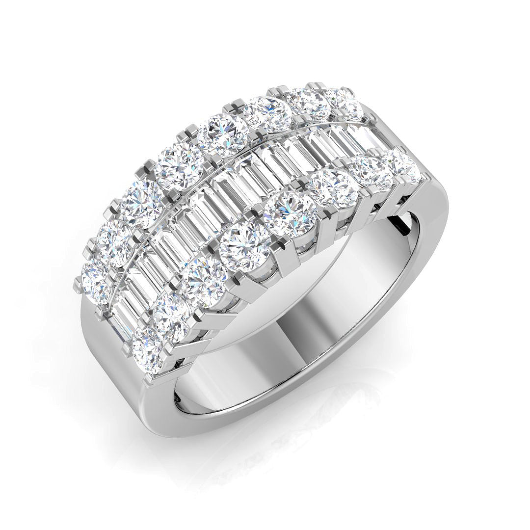 Diamond Baguette & Brilliant Ring in 10K/14K gold and platinum with certified lab-grown or natural diamonds