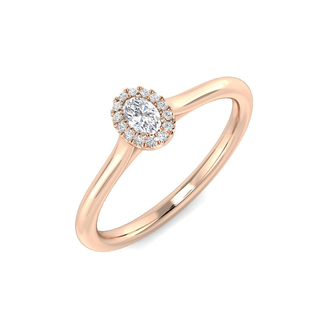 Oval Diamond Halo Engagement Ring 0.15ct in 10K/14K gold and platinum with certified lab-grown or natural diamonds