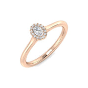 Oval Diamond Halo Engagement Ring 0.15ct in 10K/14K gold and platinum with certified lab-grown or natural diamonds
