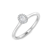 Oval Diamond Halo Engagement Ring 0.15ct in 10K/14K gold and platinum with certified lab-grown or natural diamonds