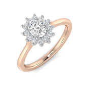 Round Diamond Floral Cluster Halo Ring 0.50ct in 10K/14K gold and platinum with certified lab-grown or natural diamonds