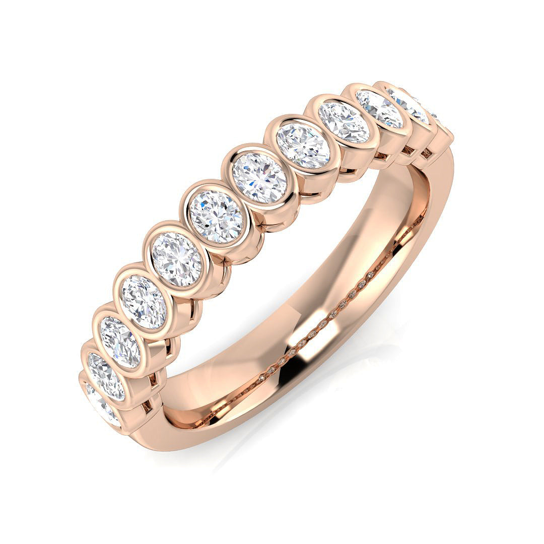 Elegant 0.50Ct Oval Bezel Diamond Eternity Ring in 10K/14K gold and platinum with certified lab-grown or natural diamonds