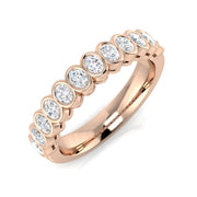 Elegant 0.50Ct Oval Bezel Diamond Eternity Ring in 10K/14K gold and platinum with certified lab-grown or natural diamonds