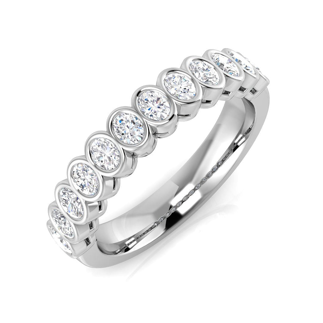 Elegant 0.50Ct Oval Bezel Diamond Eternity Ring in 10K/14K gold and platinum with certified lab-grown or natural diamonds