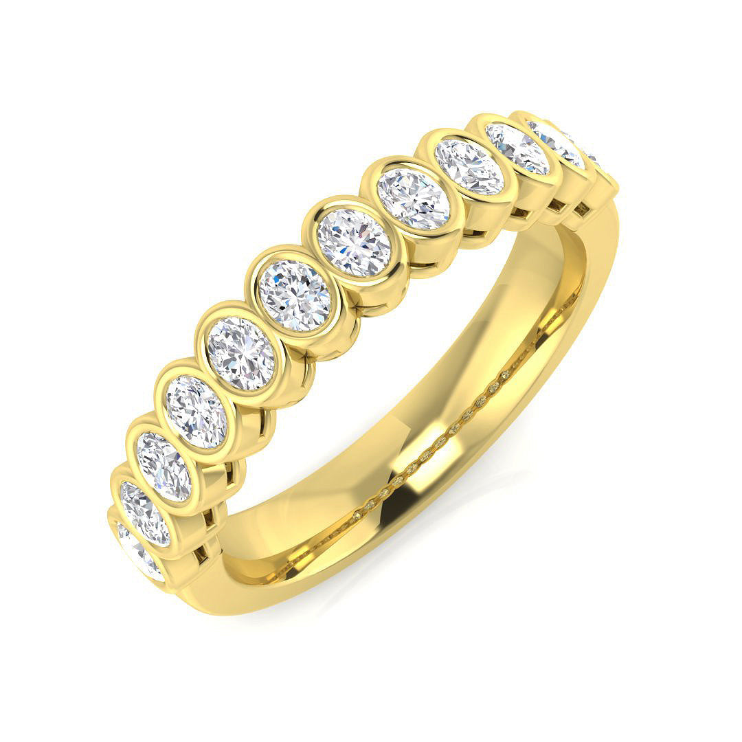 Elegant 0.50Ct Oval Bezel Diamond Eternity Ring in 10K/14K gold and platinum with certified lab-grown or natural diamonds