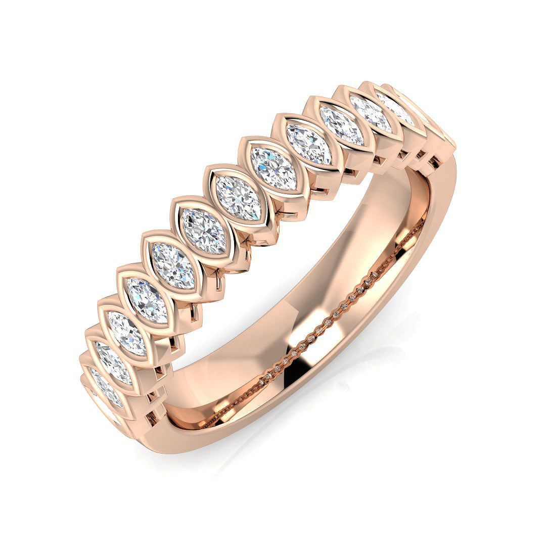 Elegant 0.50Ct Marquise Diamond Bezel Set Band Ring in 10K/14K gold and platinum with certified lab-grown or natural diamonds