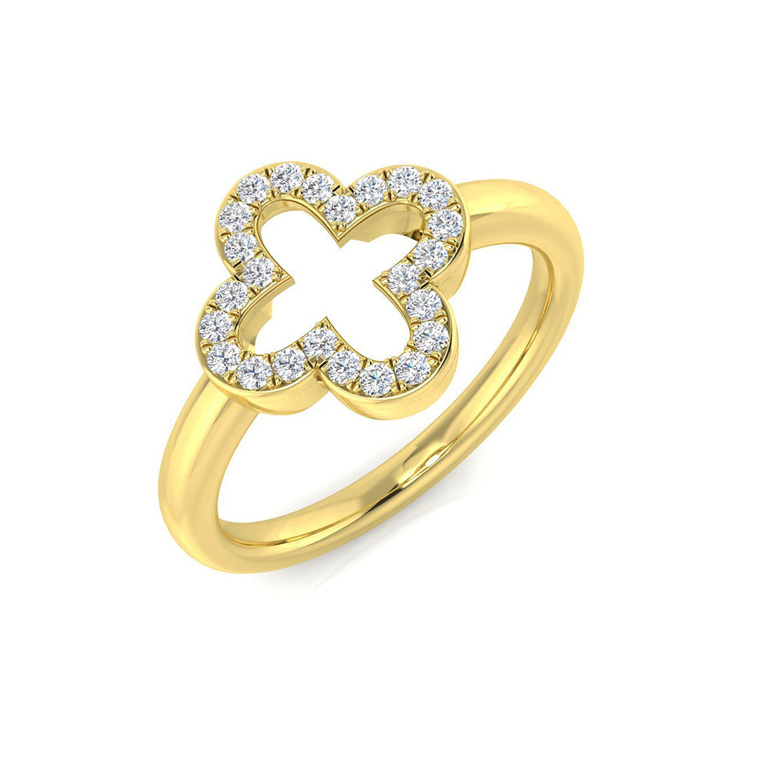Diamond Clover Cluster Ring in 10K/14K gold and platinum with certified lab-grown or natural diamonds