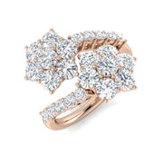 Round Fancy Cluster Diamond Ring 2ct in 10K/14K gold and platinum with certified lab-grown or natural diamonds