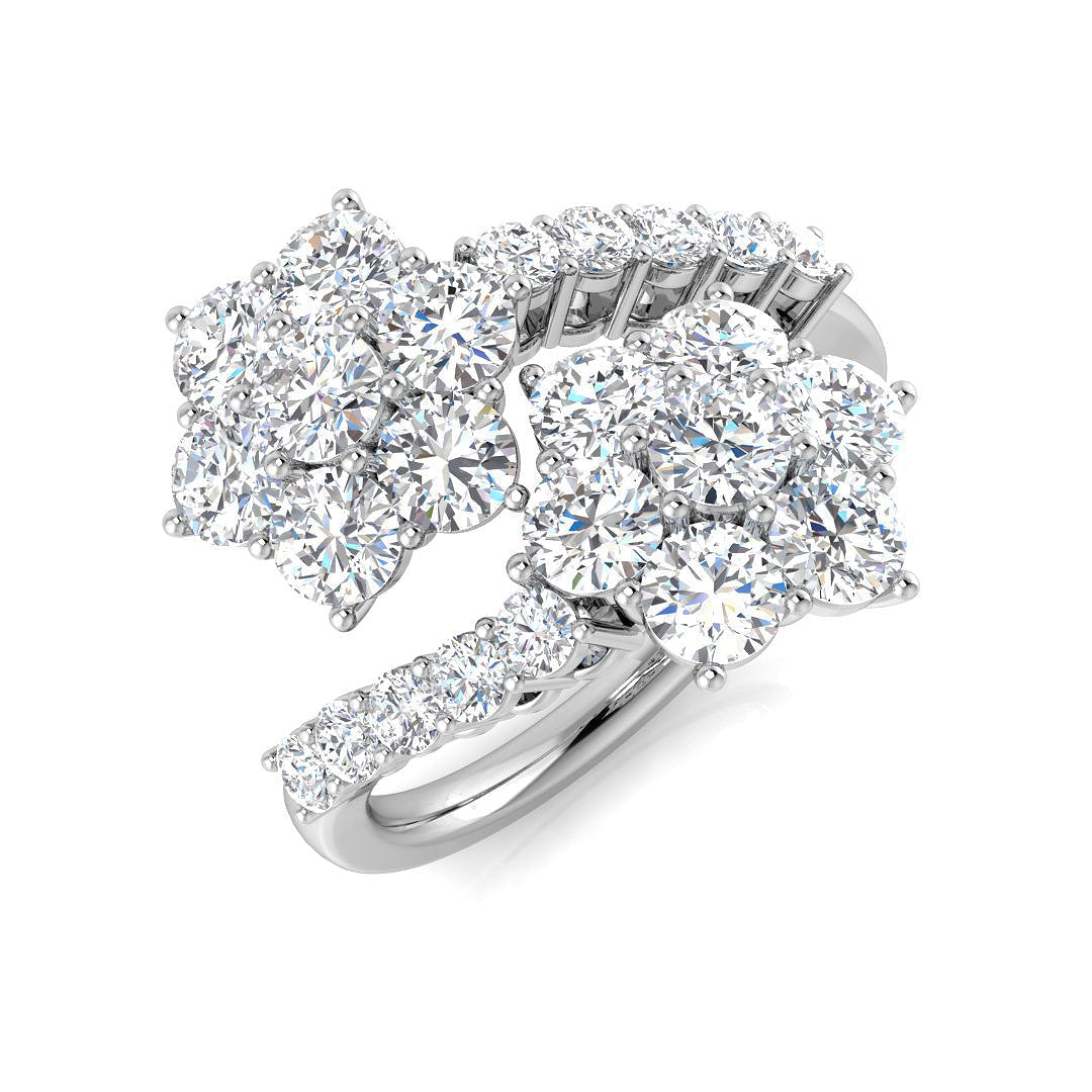 Round Fancy Cluster Diamond Ring 2ct in 10K/14K gold and platinum with certified lab-grown or natural diamonds