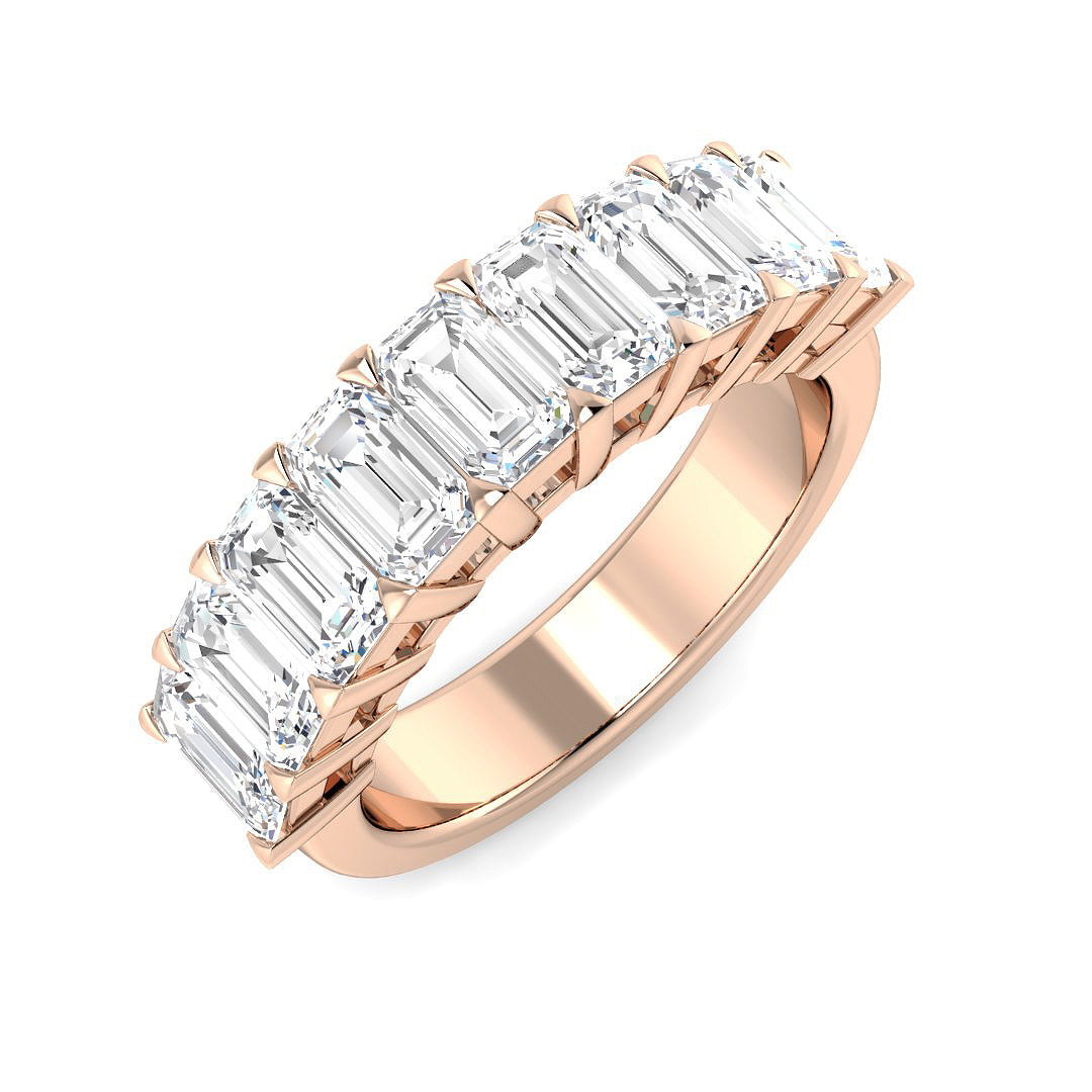 3.0Ct Emerald Diamond Half Eternity Ring For Her Annivesary in 10K/14K gold and platinum with certified lab-grown or natural diamonds