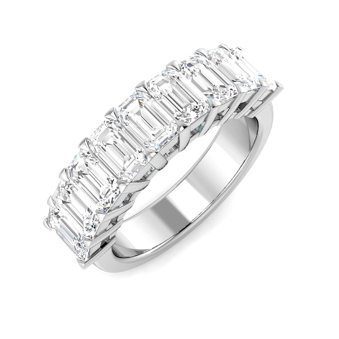 3.0Ct Emerald Diamond Half Eternity Ring For Her Annivesary in 10K/14K gold and platinum with certified lab-grown or natural diamonds