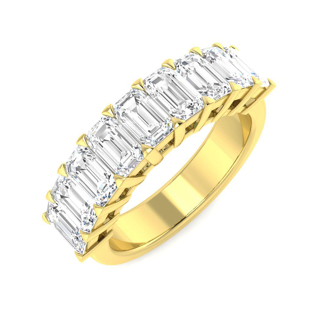 3.0Ct Emerald Diamond Half Eternity Ring For Her Annivesary in 10K/14K gold and platinum with certified lab-grown or natural diamonds