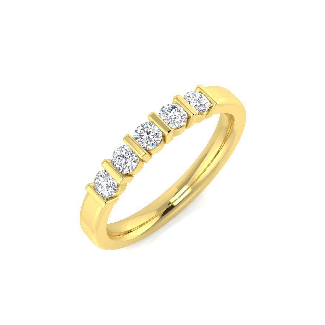 Round Diamond Bar Set Half Eternity Ring in 10K/14K gold and platinum with certified lab-grown or natural diamonds